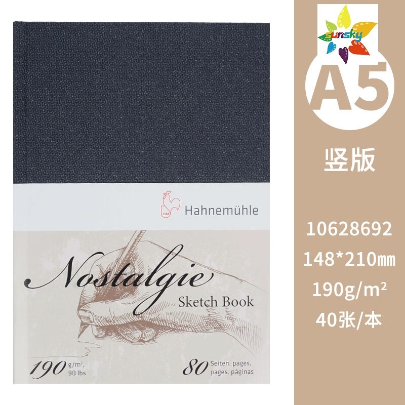 Hahnemuhle – carnet de croquis de Nostalgie, papier blanc naturel, 190g/m2, bianco naturel, 80 pages, éveille, se sent à la fois solide et flexible: 10628692