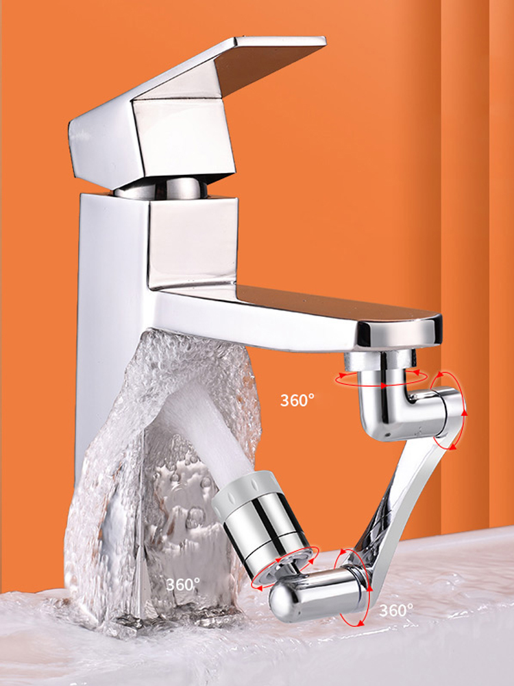 Edelstahl Universal 1440 ° drehbar Roboterarm drehbar Verlängerung Wasserhahn Belüfter Küchen spüle Wasserhahn Extender 2 Wasser durchfluss modus