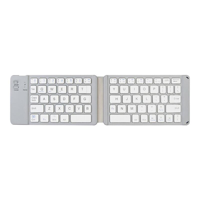 Mini Opvouwbare Toetsenbord Bluetooth Opvouwbare Draadloze Toetsenbord Met Touchpad Voor Windows,Android,Ios Tablet Ipad Telefoon: WHITE