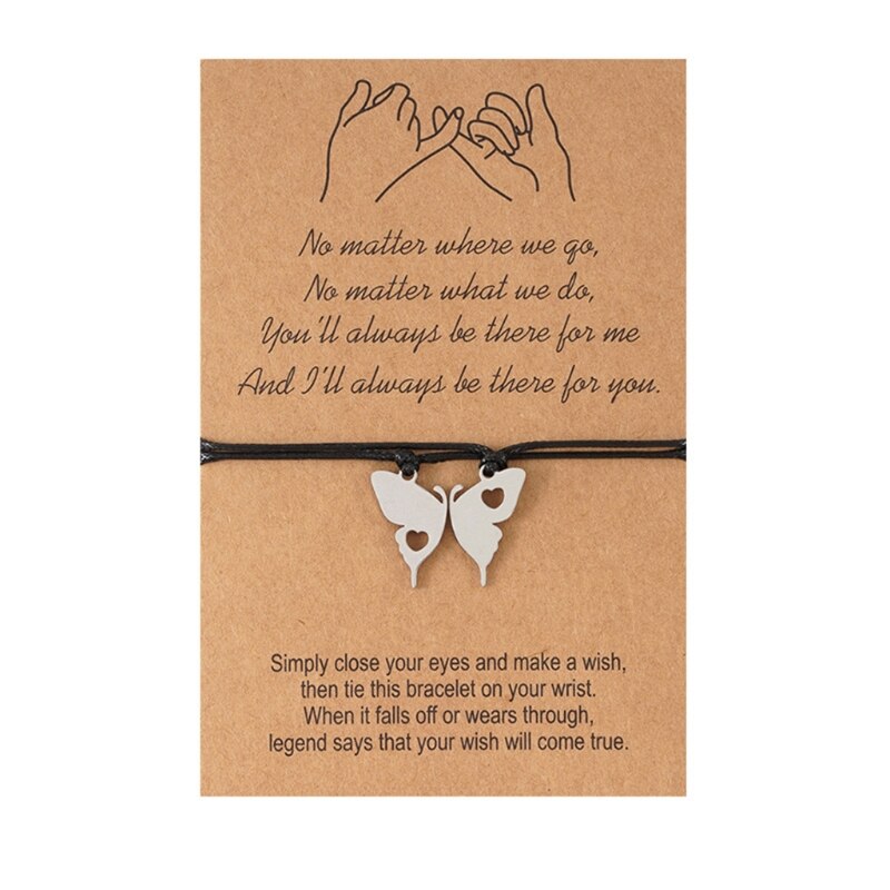 Holle Stiksels Vlinder Geweven Paar Armband Beste Vriend Bijpassende Armband