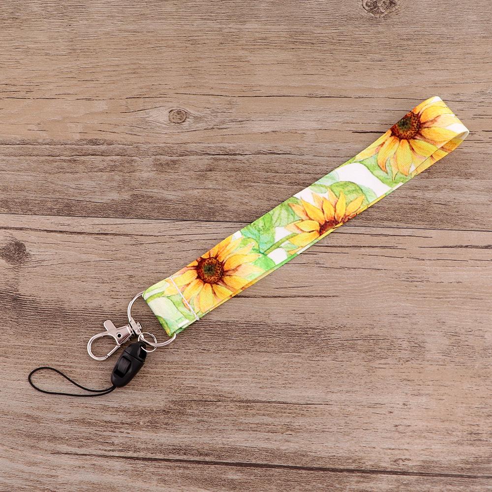 PC3496 Zonnebloemen Hond Poot Monarch Vlinder Schilderen Kunst Sleutelhanger Lanyard Neck Strap Voor Telefoon Keys Id Kaart Korte lanyard