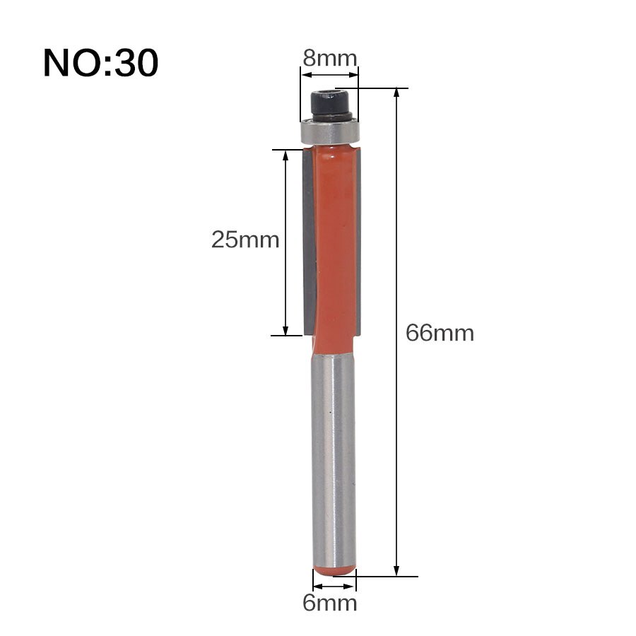 1 pc 6mm Schacht Klassieke Hoek Ronde Inham Doos Frezen C3 Carbide Reiniging Flush Trim Hout Router Bit straight End Mills: NO 30