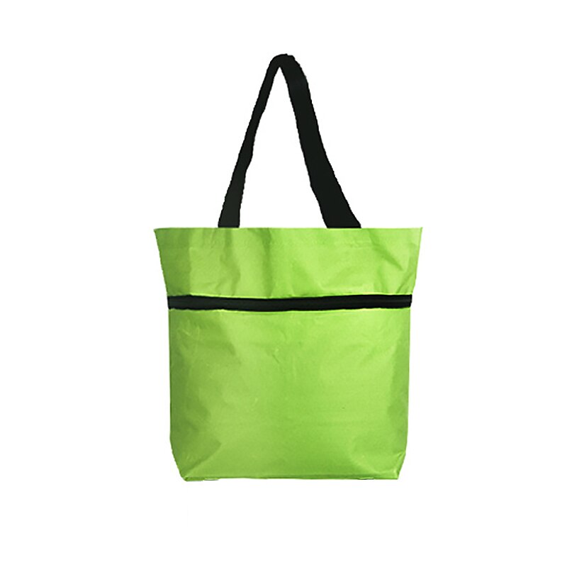 Foldable Shopping Trolley Cart Foldable Reusable Eco Large Waterproof Bag Luggage Wheels Basket bags: No wheel green