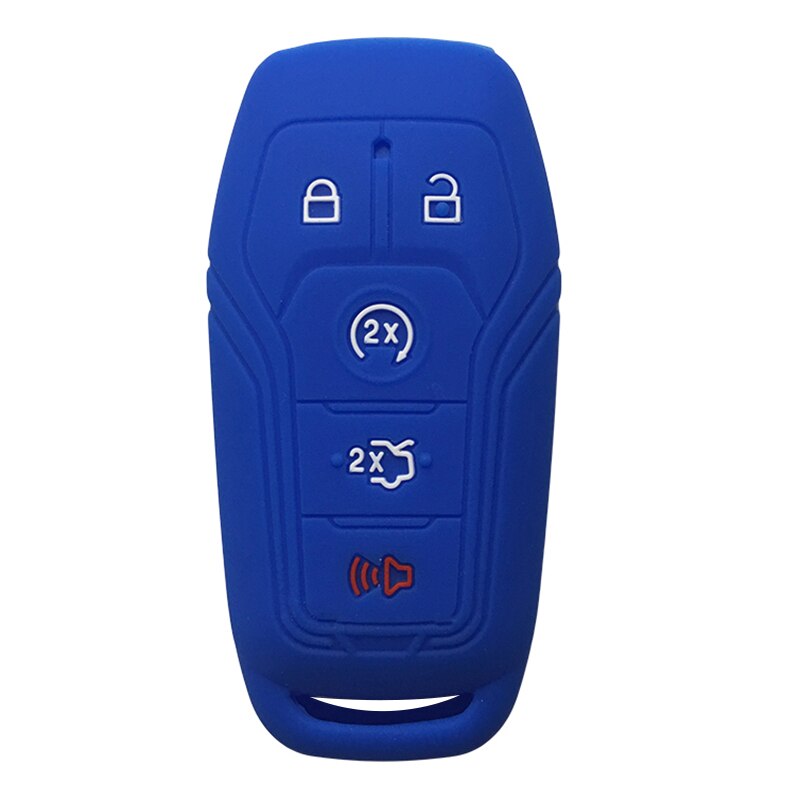 Silica Gel Flip Key Cover Cap for FORD EDGE EXPLORER Fusion Mustang F150 for Lincoln MKZ MKC Keys Case for Keychain Alarm: blue