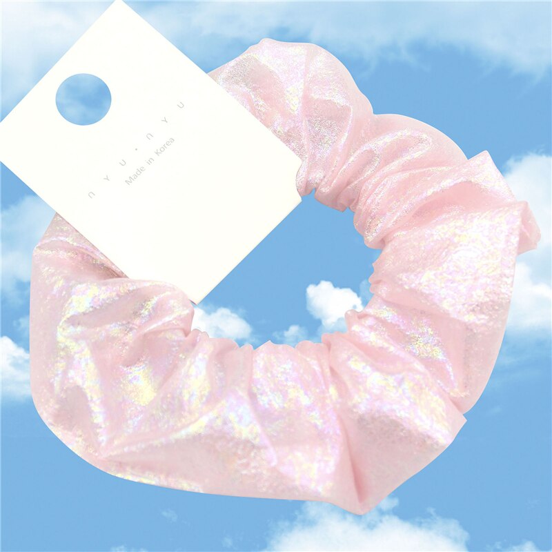 Glitter Mermaid Elastic Hair Rubber Bands Shiny Colorful Women Girls Hair Scrunchie Hair Ties Ring Rope Ponytail Holder Braiders: Mermaid Pink