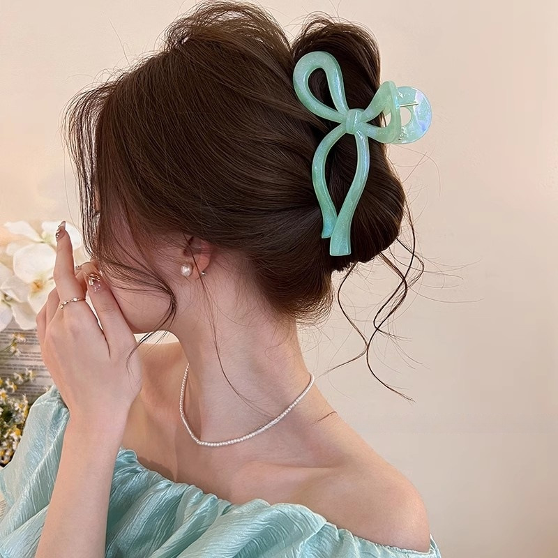 Aishg pérola arco caranguejo grampo de cabelo para mulheres geléia garra clipes tesoura forma braçadeira barrette hairpin meninas acessórios para o cabelo: Rosa