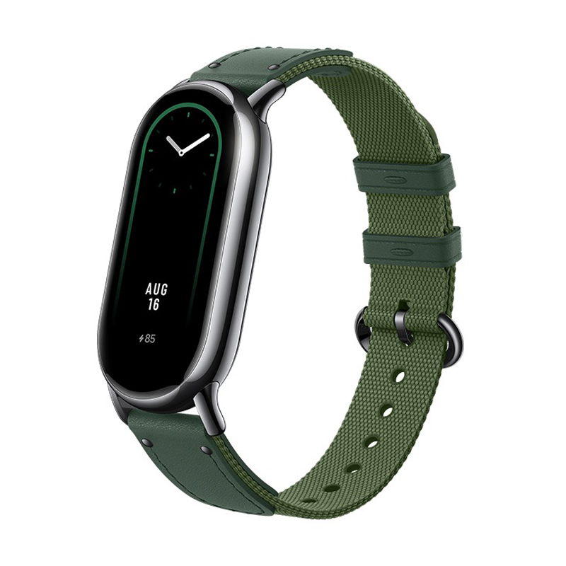 Originalarmband für Xiaomi Mi Band 8 Armbinde Leder Ersatzarmband Miband 8 NFC Nylon Pulseira Mi Band 8 9 Band: Beige