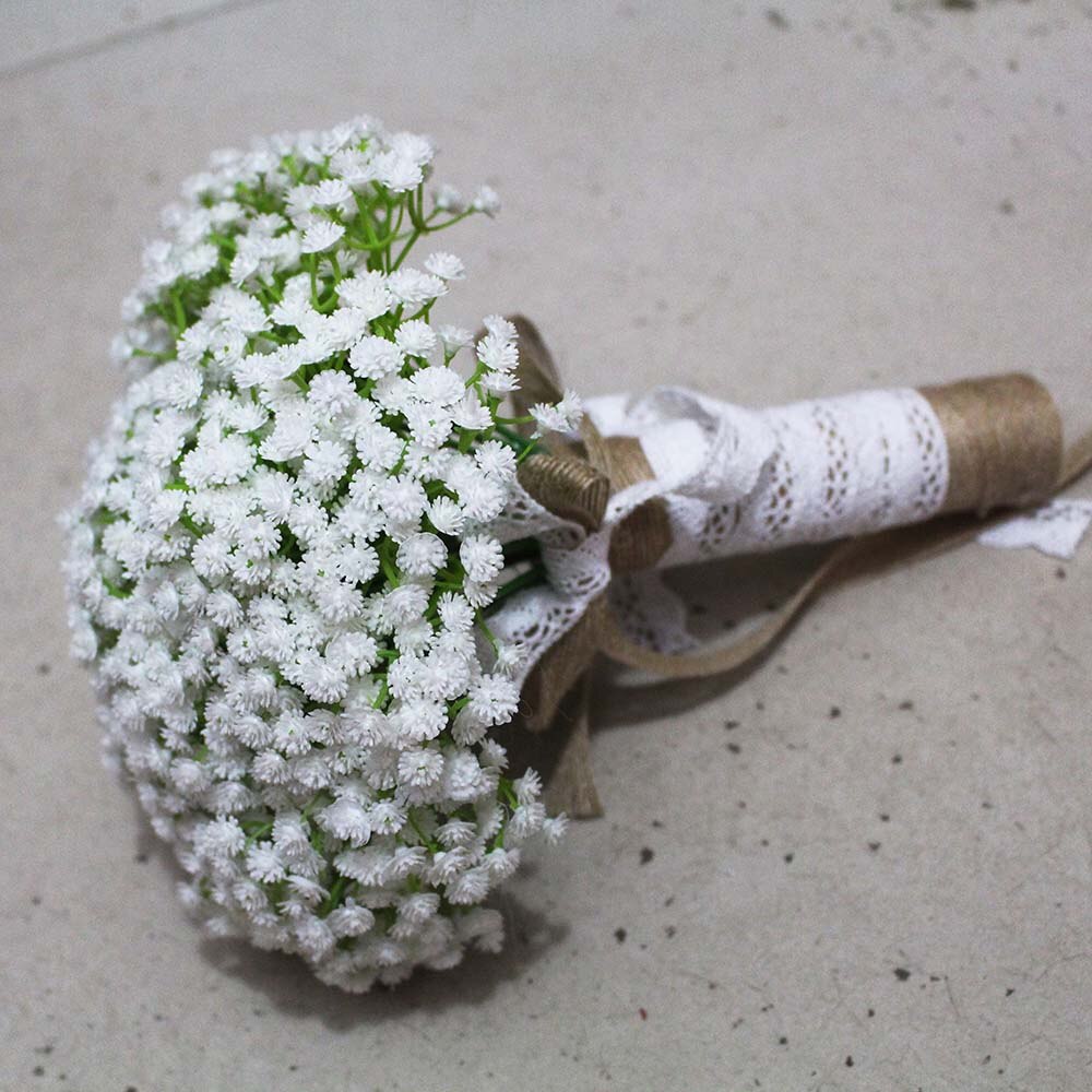 Echt Fotos Künstliche Weiß Kleine Blume Hochzeit Strauß SchöNe Hochzeit Zubehör Blumenstrauß Mariage