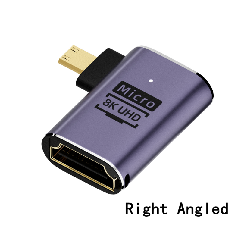 Adaptador UHD 8K 48Gbps HDMI 2,1 V en forma de U, ángulo recto de 90 270 grados, Mini Micro HD macho a conector hembra Compatible con HDMI: Oro
