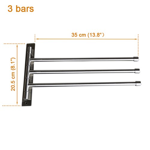 Bathroom accessories swing arm Towel Holder wall mounted Towel bars stainless steel brushed towel rack 2 / 3 / 4 bars: 3 bars