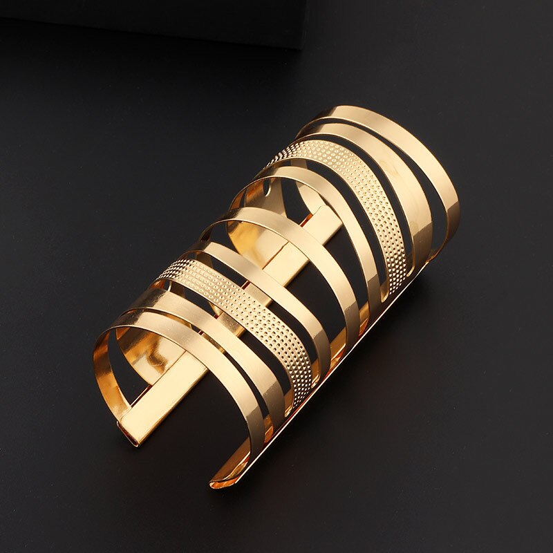 Hollow Wide Cuff Bracelets Bangles For Women Men Alloy Open Big Male Female Bangle Jewelry accesorios mujer: Default Title