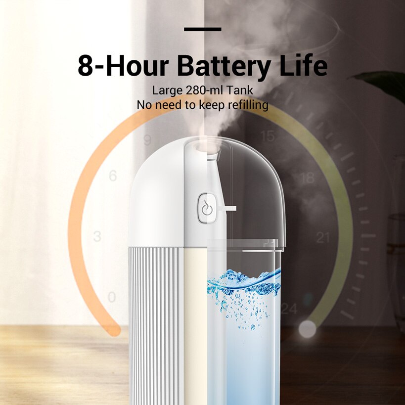 ESR Car Air Humidifier Mini USB Portable Diffuser Wireless Car Humidifier 280ml Nano Spray Mute Clean Air Care for Auto Home