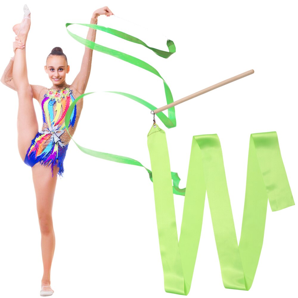 2Pcs 2m Colorful Rhythmic Gymnastics Ribbon Dancing Gymnastics Ribbon Dancing Streamers for Kids Children (Red): Greem