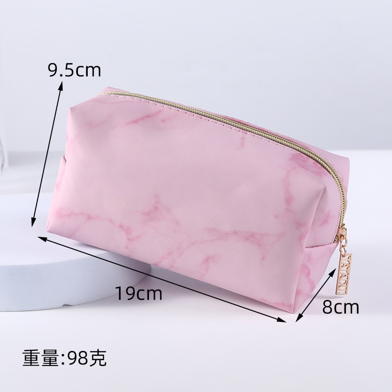 FUDEAM – sac à main de rangement multifonction pour femmes, sac à cosmétiques, motif marbre PU rose, trousse de maquillage imperméable: Pink-A