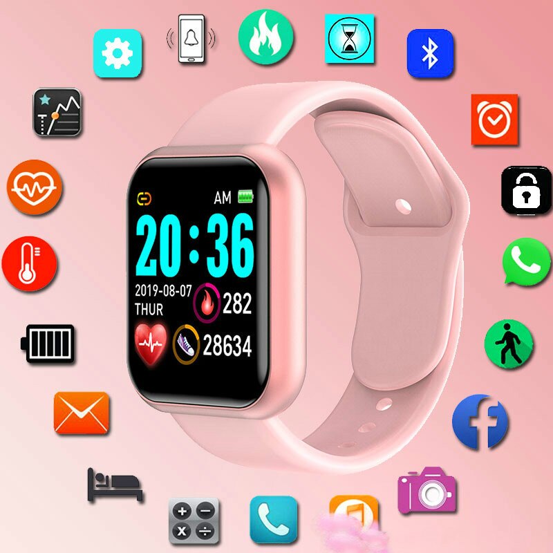 Bærbar smartwatch kvinner jente fitness tracker sportsklokke elektronisk armbåndsur for andriod ios smart clock female smart watch