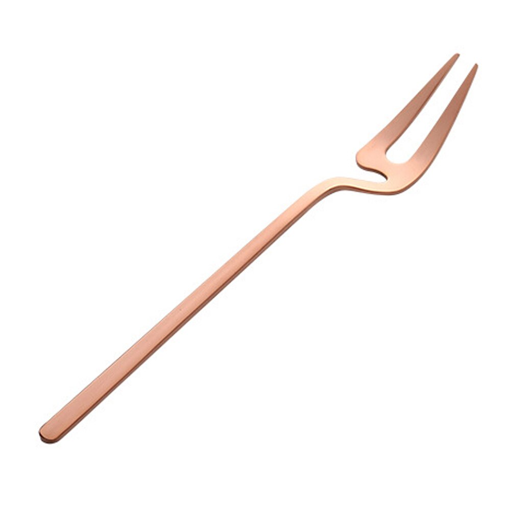 4 Pcs Stainless Steel Coffee Spoon Dessert Fork Long Handle Hanging Wall for Dessert Pizza Cake Steak P7Ding: Rose Gold Fork