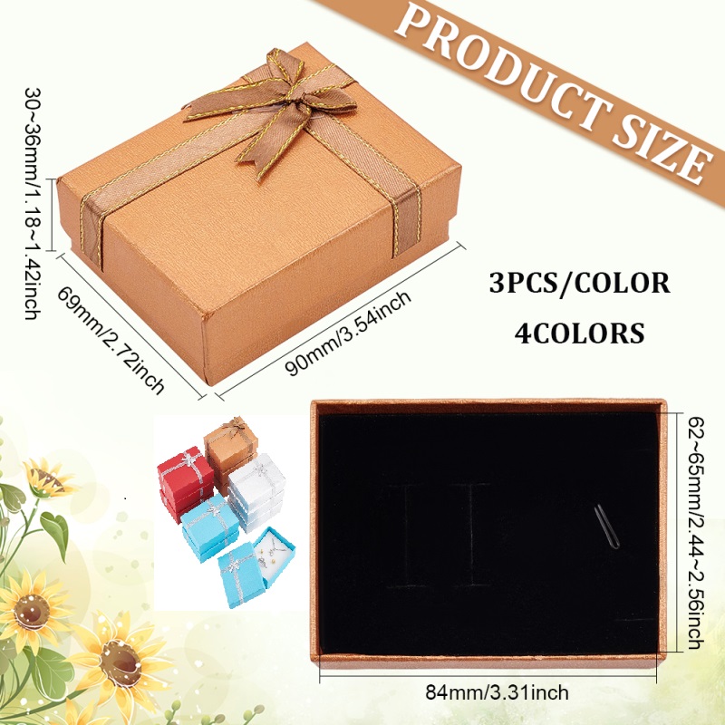 24 Stück Schmuckschatullen aus Pappe, 3,54 x 3,54 x 1,18, quadratische Kartons aus Papier, Kraftpapier, Geschenkverpackungsbox für Weihnachten: Schwarz