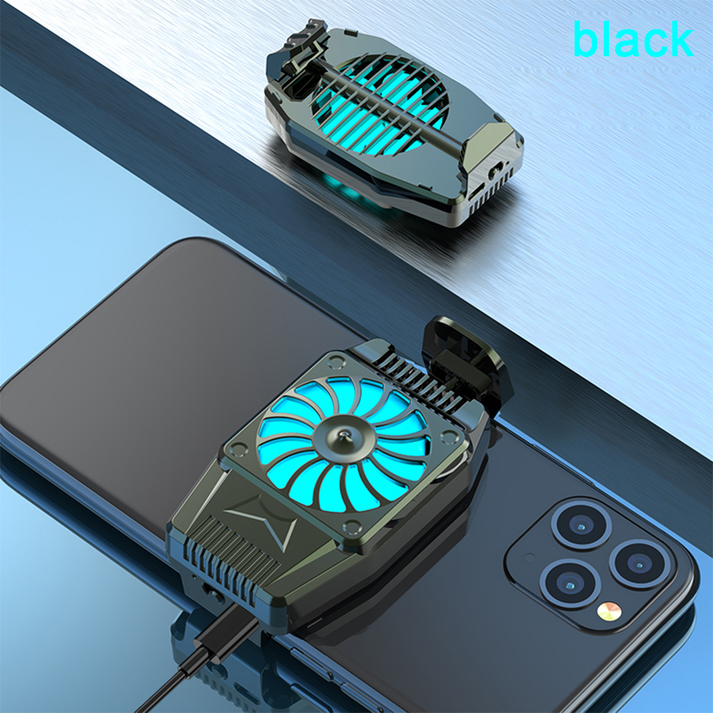 Mobiele Telefoon Cooler Telefoon Radiator Voor Playing Game Video 'S Kijken Met Led Licht Celular Water Fan Koeler Voor Smartphone: Black