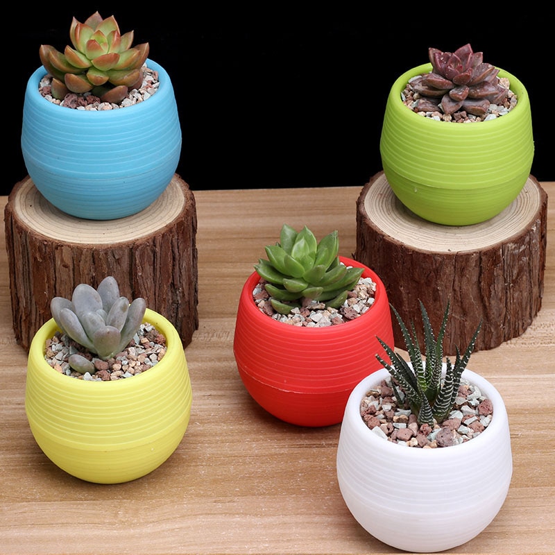 5pcs/lot 7*7cm Flower Pots Mini Flowerpot Garden Unbreakable Plastic Nursery Pots for Succulent plants