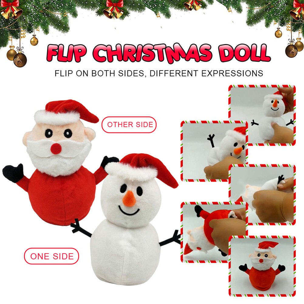 Flip Kerst Pop Omkeerbaar Pluche Speelgoed Dubbelzijdig Flip Kids Meisjes Pop Decoratie Creatieve Gaven Decoratieve Hanger