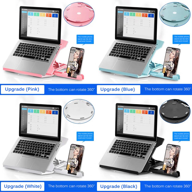 360 DegreeHeight Adjustment Laptop Stand for Macbook Pro for Notebook Support Rotating Bottom Computer Stand Riser Cooling Pad