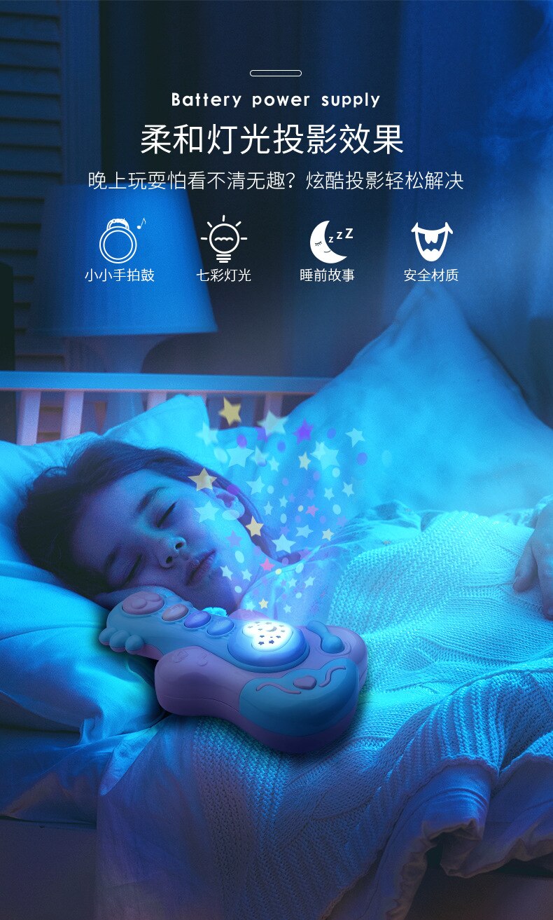 Kleurrijke Projectie Muzikale Baby Rammelaars Speelgoed Knipperende Hand Bells Baby Speelgoed Zuigeling Digitale Grafische Cognitie Educatief Speelgoed