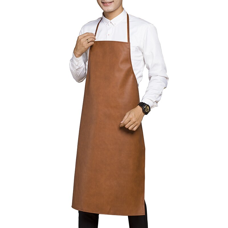 Waterproof Oil-proof Aprons Leather Bib Apron Labor Working Protective Clothing For Canteen Kitchen Restaurants Length 95cm