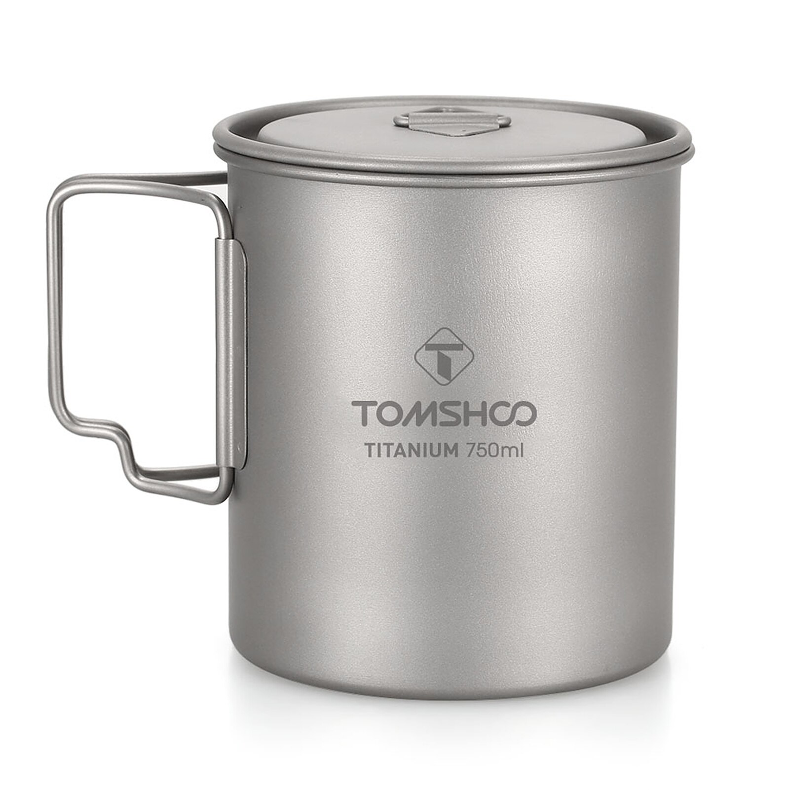 Tomshoo Ultralight 750ml Titanium Pot Portable Titanium Water Mug Cup w/ Lid Foldable Handle Outdoor Camping Picnic Supplies: 750ml Cup