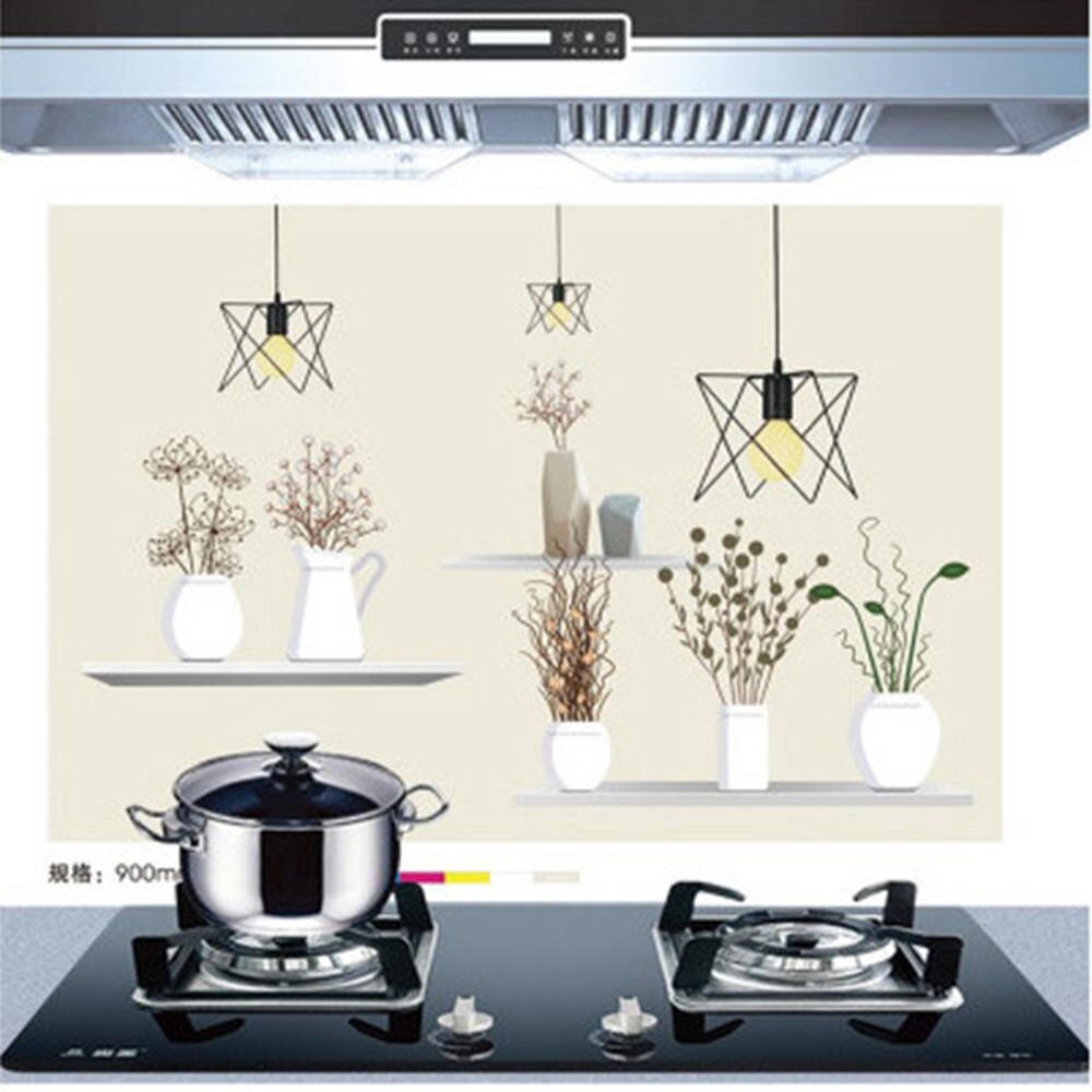 Anti-Oil Stove Stickers High Temperature Waterproof Wall Stickers Kitchen Oven Fume Cabinet Self Adhesive Sticker: White