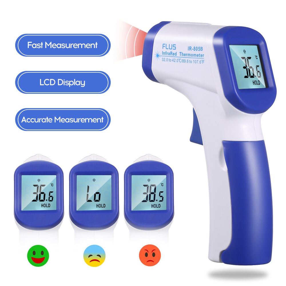 Berøringsfrit øre pandetermometer digitalt lcd display kropstermometer infrarød temperaturmåling ℃ og ℉ omskiftelig: Md821