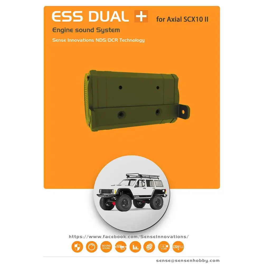 SENSE RC Car Engine Sound Simulator ESS-ONE ESS-DUAL Plus Engine Sound Simulated Module Set for Axial SCX10 SCX10II, RC Cars