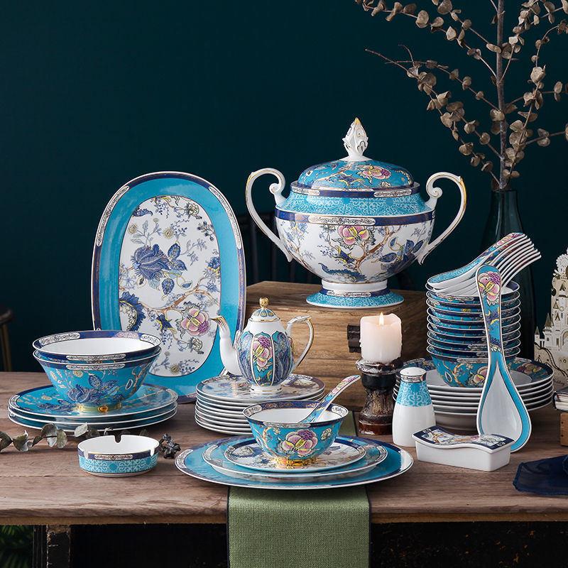 Bowl and plate Bone China Chinese tableware Jingdezhen bowl and plate high-grade rice noodles bowl porcelain