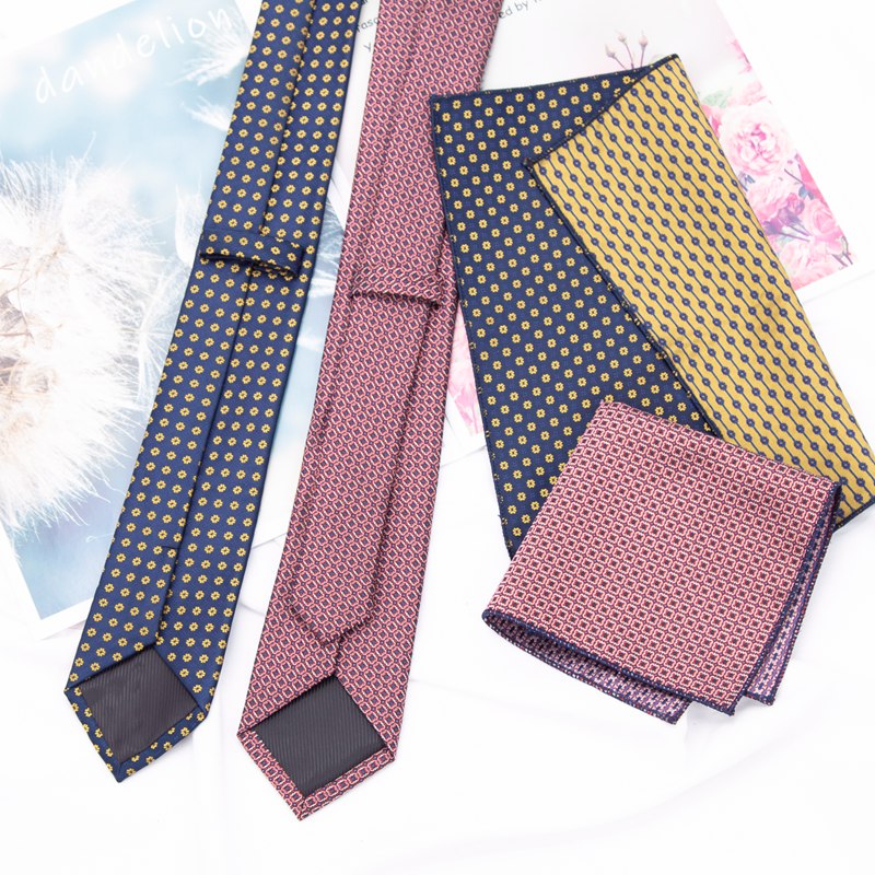 Herreslips kravatsæt jacquardternede slips til mænd stribet slips til bryllup afslappet jakkesæt smalt slips skjortetilbehør