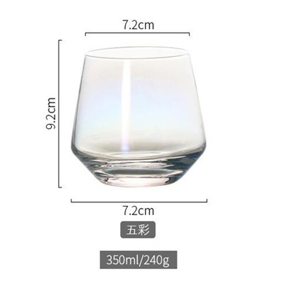 Runde vinglas krus og kopper kaffeglas whiskyglas kopper gennemsigtigt whiskyglas drikkeglas vand te kopper 350ml: Farverig