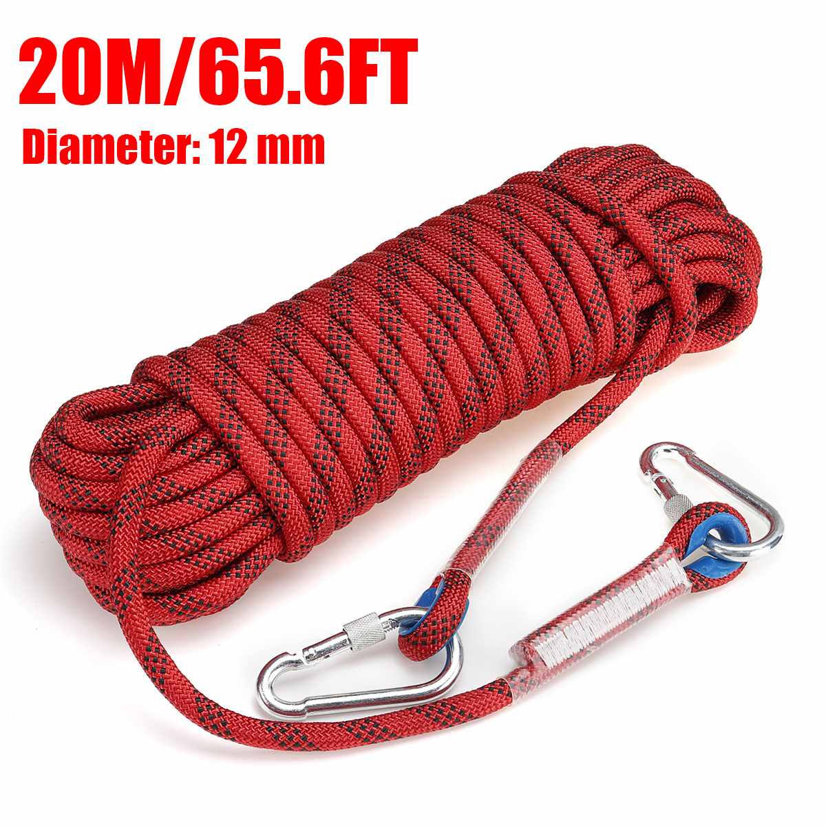 10/20M 12mm Rock Climbing Cord Outdoor Hiking Rope High Strength Safety Sling Cord Rappelling Rope Equipment Tools