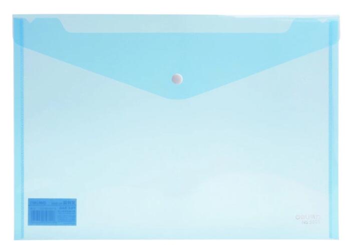 Carpeta de cierre de plástico transparente, bolsa de documentos, cubierta de archivo A4, productos de archivo para negocios y escuela, , 5505, 10 Uds.: Blue