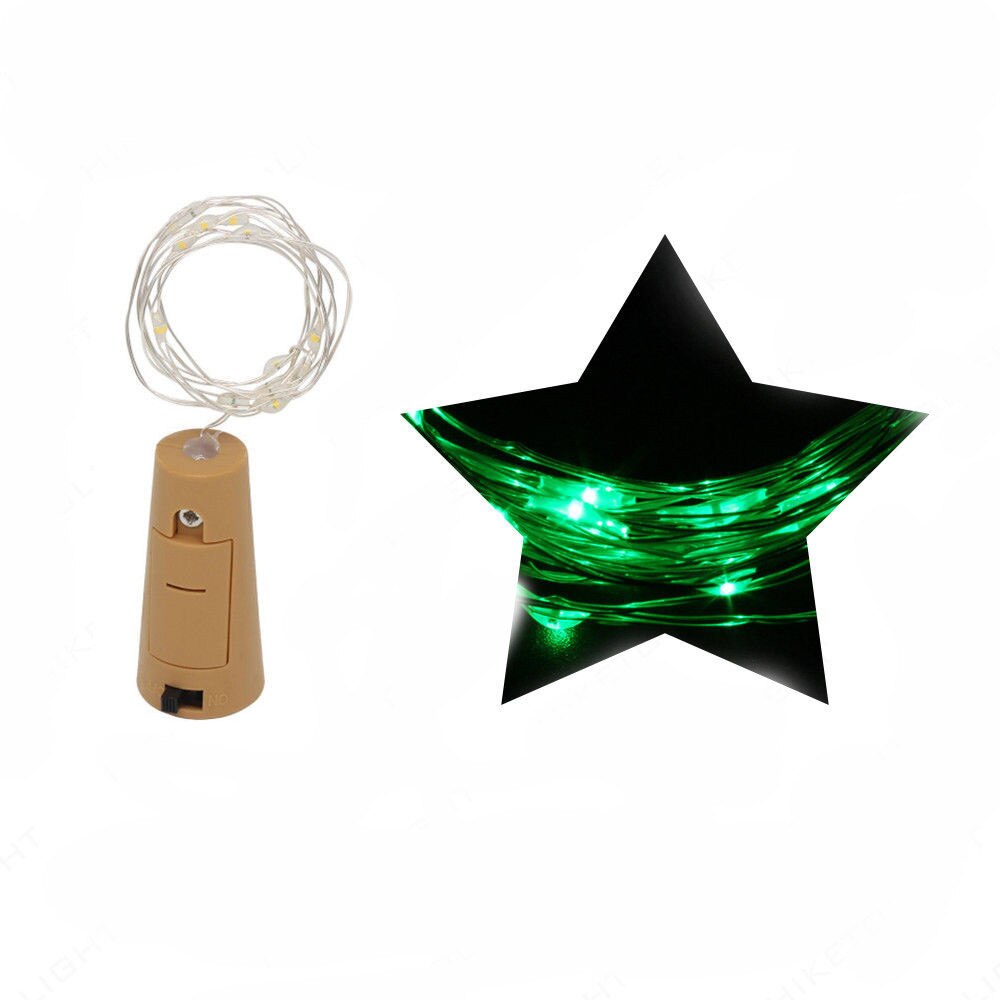 1PCS 2M LED Cork Shaped 20 LED Night Fairy String Light Kork Solarbetrieben Licht Wine Bottle Lamp Party Celebration: Green