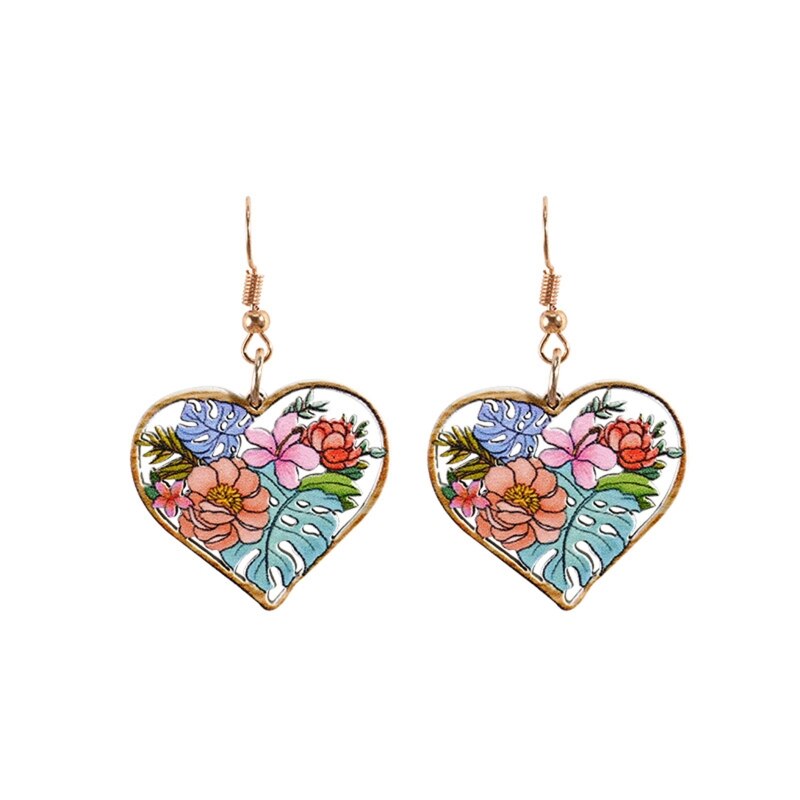 Vintage Acryl Hollow Vlam Oorbellen Mode Persoonlijkheid Overdreven Hart Dangle Earring Accessoire Voor Vrouwen: 7