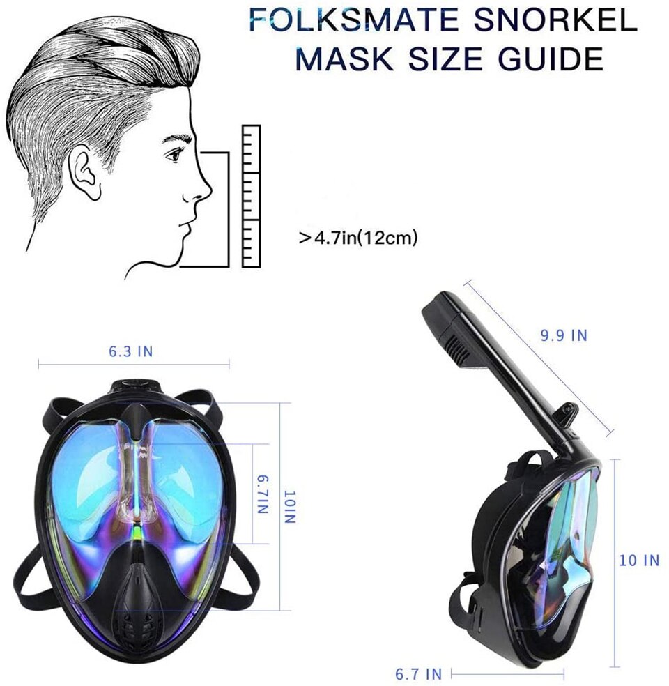 Diving Mask Scuba Underwater Anti Fog Wide View Swimming Snorkel Mask for Kid Adult Full Face Snorkeling Mask Diving Equipment