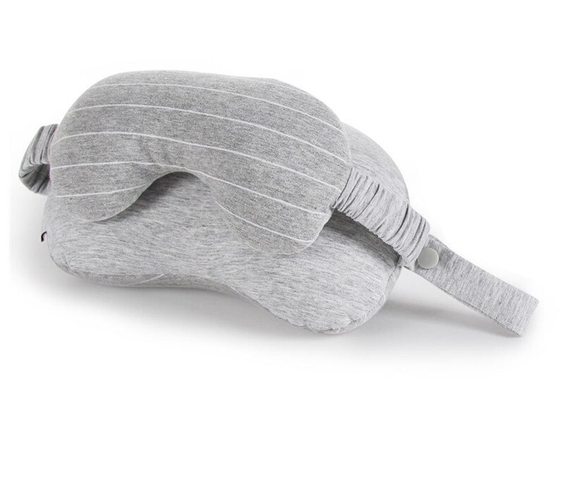 Comfortable Soft Travel Neck Pillow Eye Mask Set Journey Airplane Train Sleeping Pillow Travel Accessories: Light Grey 