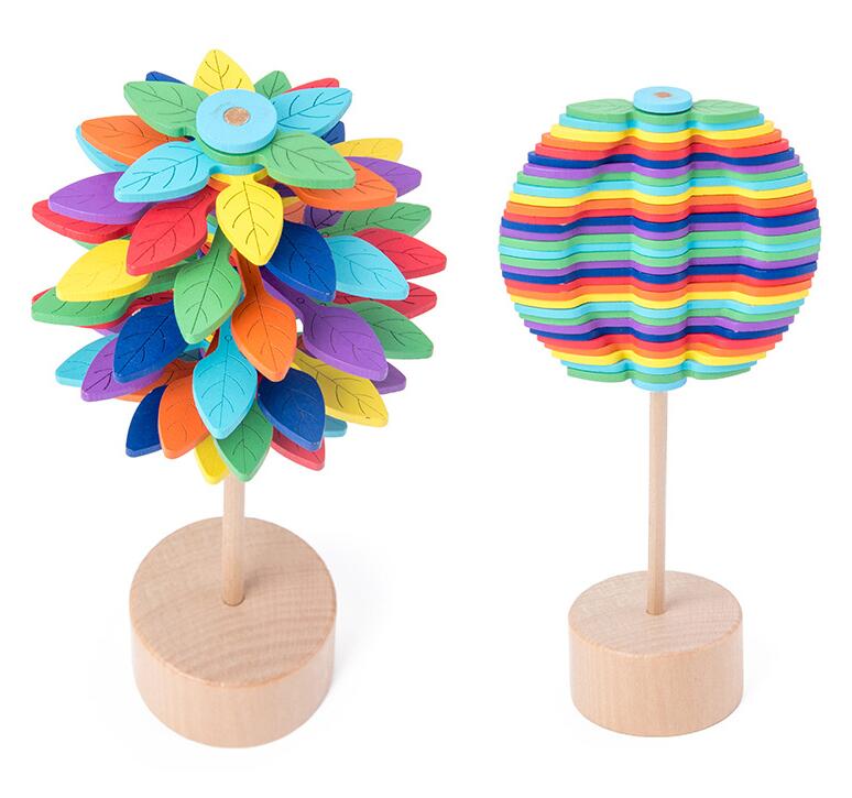 Wooden Helicone Magic wand Stress Relief Toy Rotating lollipop art decor School decompression Kids Adult