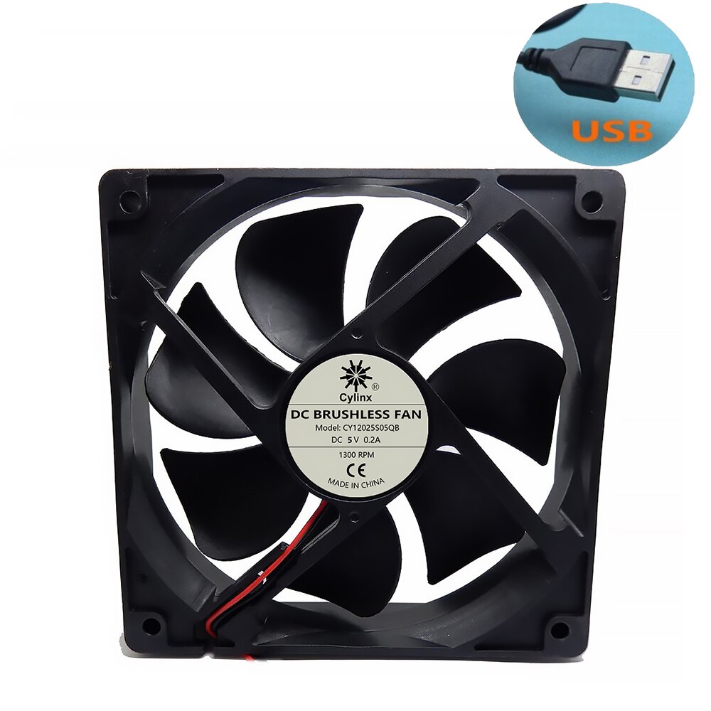 Router Koelventilator Diy Pc Cooler Tv Box Draadloze Stille Stille Dc 5V Usb Power 120Mm Fan 120X25Mm 12Cm W/Schroeven Beschermende Netto: Fan 1300RPM