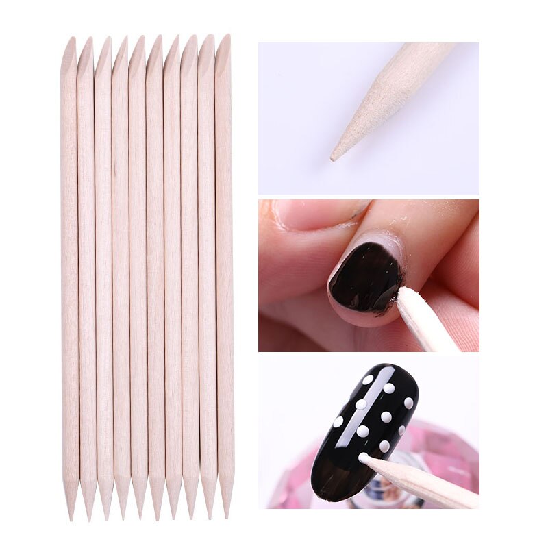 Herramientas para punteado de uñas, 10 Uds., herramienta para quitar el bastón de madera con diamantes de imitación, para decoración de uñas, herramienta de accesorios para uñas #575