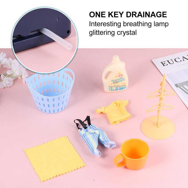 1 Set Mini Washing Machine Electric Washing Machine Toy Funny Play House Toy without Battery (Blue/red)