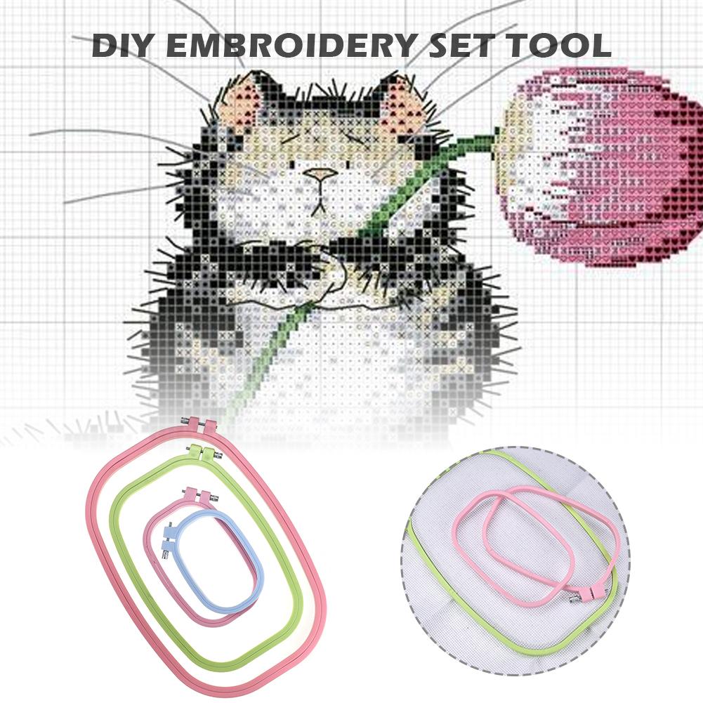 Embroidery Kit DIY Plastic Embroidery Frame Hoops Square Cross Stitch Hoops Embroidery Set bastidores para bordar mano