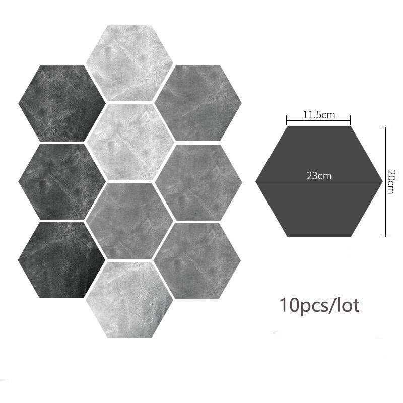 10 pièces/ensemble Pvc autocollant de sol salle de bain cuisine carrelage mur autocollant papier peint décoration de sol Hexagonal autocollant antidérapant 20x23cm