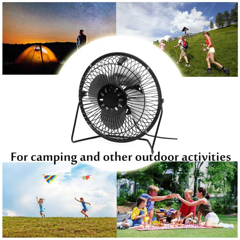 5w 6v 6 tommers mini usb solcellepanel vifte strykejern ultra-stille strømfri vinkel juster kjøling ventilasjon ladbar kontor hjem reise