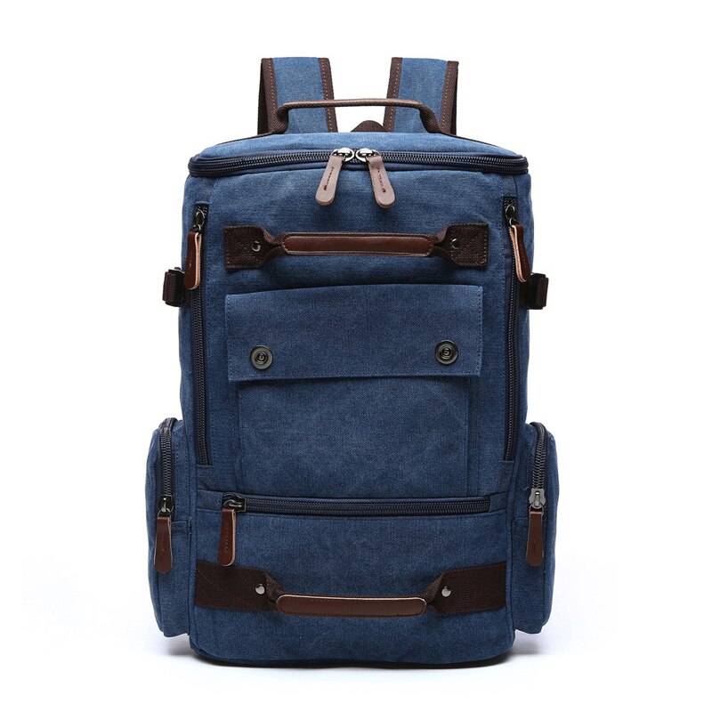 Heren Rugzak Vintage Canvas Rugzak Schooltas Mannen Reistassen Grote Capaciteit Rugzak Laptop Rugzak: Dark blue
