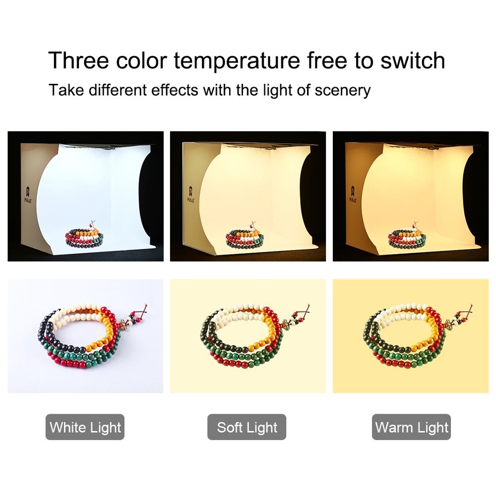 Mini Lightbox Adjustable LED Ring Temperature Folding Light box Photography 20mm Box Studio Shooting Soft box 6 Color Backdrops