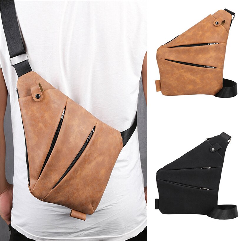 Aelicy Brand Male Messenger Bag Shoulder Bags Men Hidden Chest Pack Mens Retro Crossbody Bag Cool Motorcycle Sling Bag